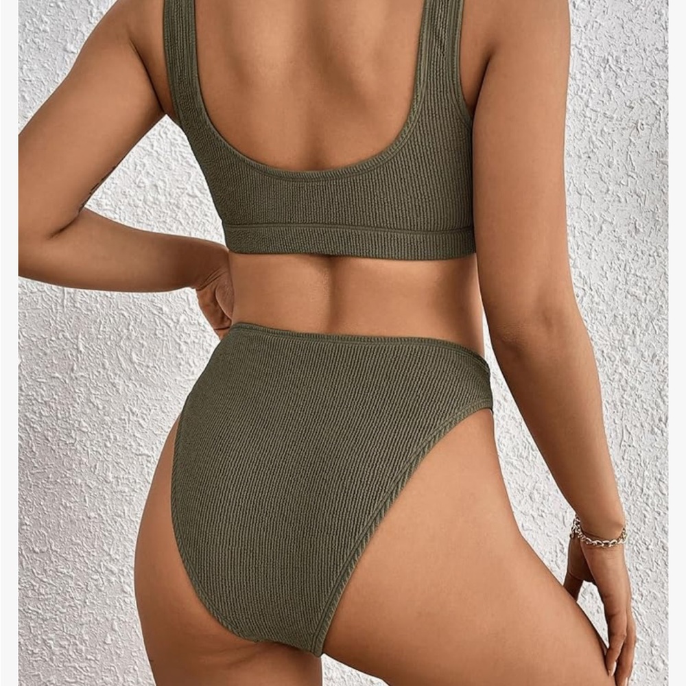 Olive green sporty bikini set